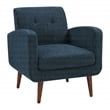 Lake Meadows Arm Chair in Navy Fabric with Medium Espresso Finished Legs