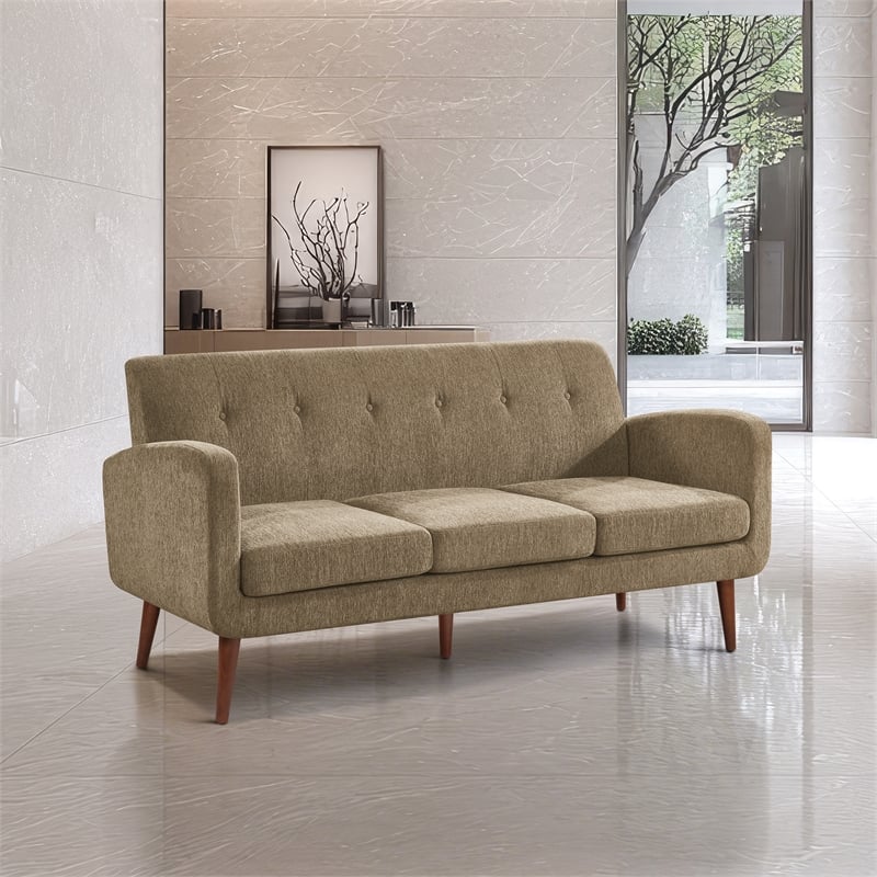 Lake Meadows Loveseat in Taupe Fabric with Medium Espresso Finished Legs