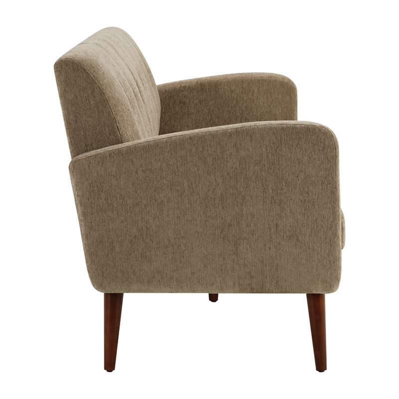 Lake Meadows Loveseat in Taupe Fabric with Medium Espresso Finished Legs