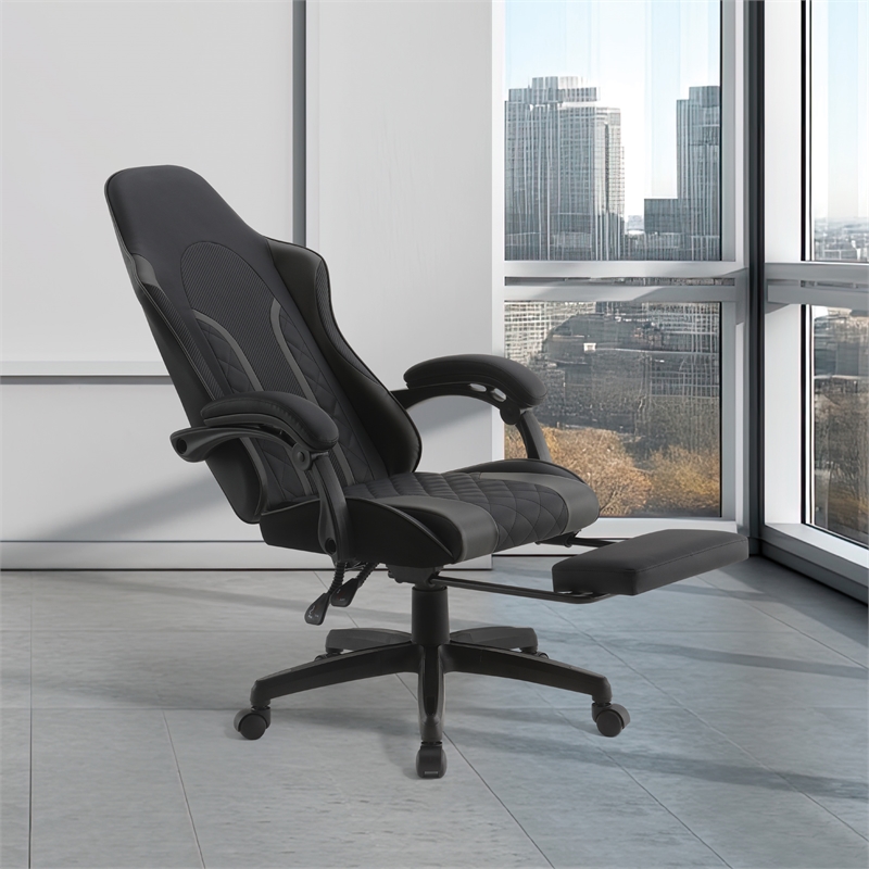 Expanse Gaming Chair  With Footrest in Faux Leather