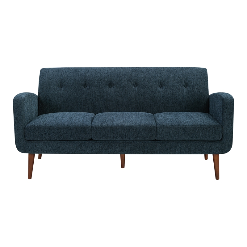 Lake Meadows Sofa in Navy Fabric with Medium Espresso Finished Legs