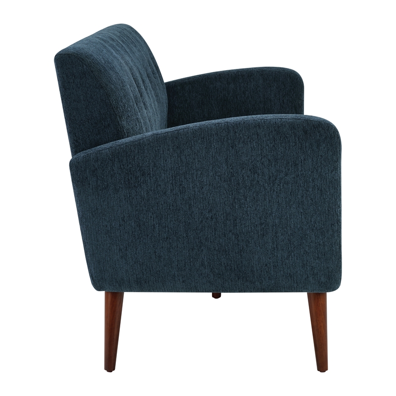 Lake Meadows Sofa in Navy Fabric with Medium Espresso Finished Legs