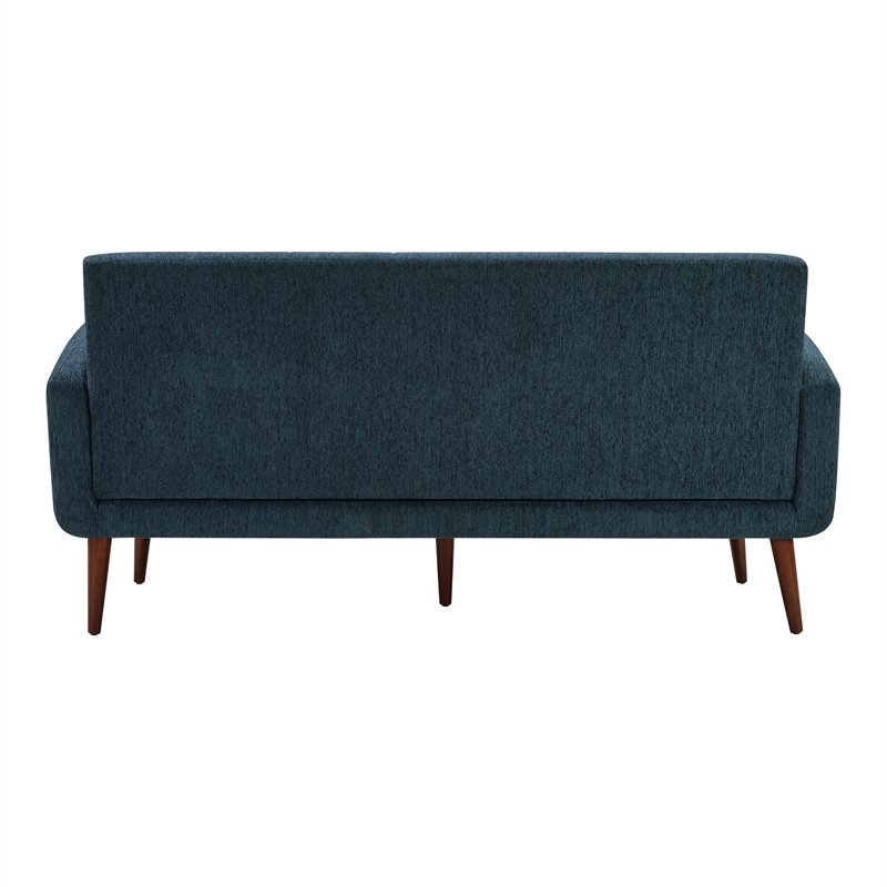 Lake Meadows Sofa in Navy Fabric with Medium Espresso Finished Legs