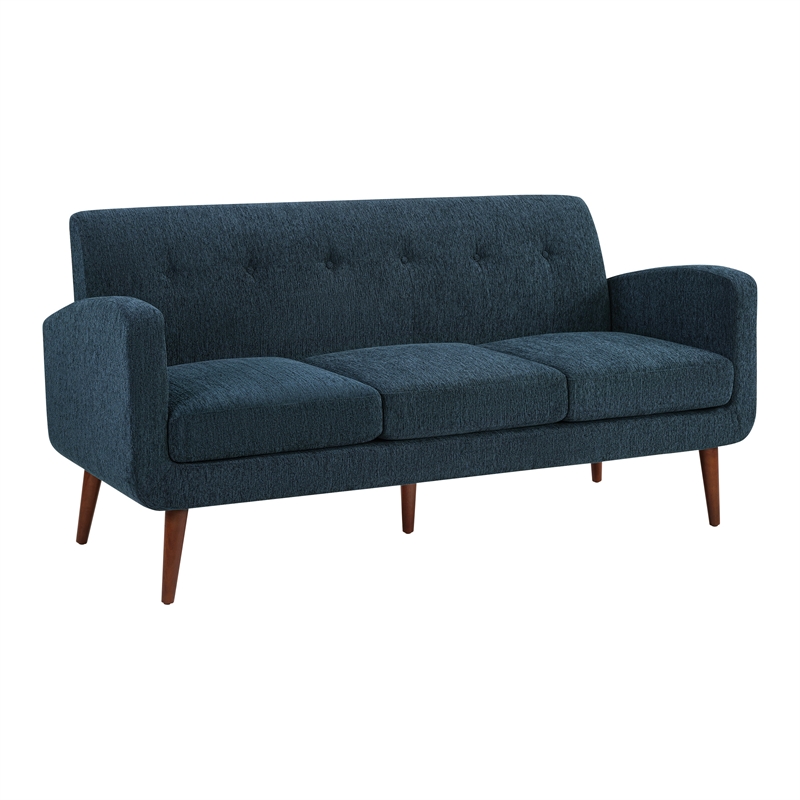 Lake Meadows Sofa in Navy Fabric with Medium Espresso Finished Legs