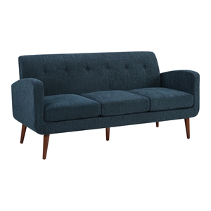 Lake Meadows Sofa in Navy Fabric with Medium Espresso Finished Legs