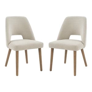 Ralston Dining Chair in Linen White Fabric with Medium Oak Legs 2 Pack