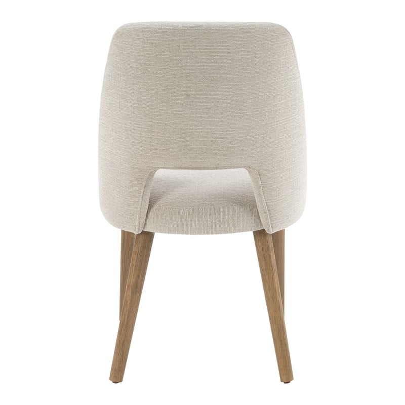 Ralston Dining Chair in Linen White Fabric with Medium Oak Legs 2 Pack