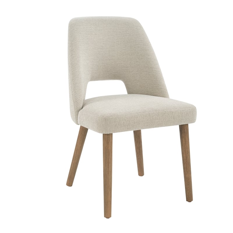 Ralston Dining Chair in Linen White Fabric with Medium Oak Legs 2 Pack