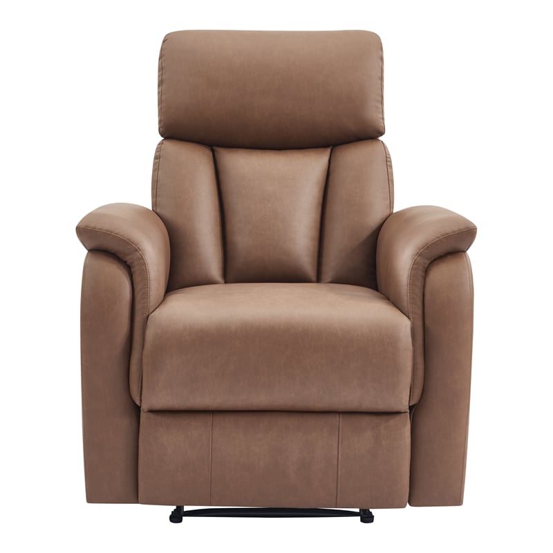 Carillo Pushback Recliner with Saddle Brown Faux Leather