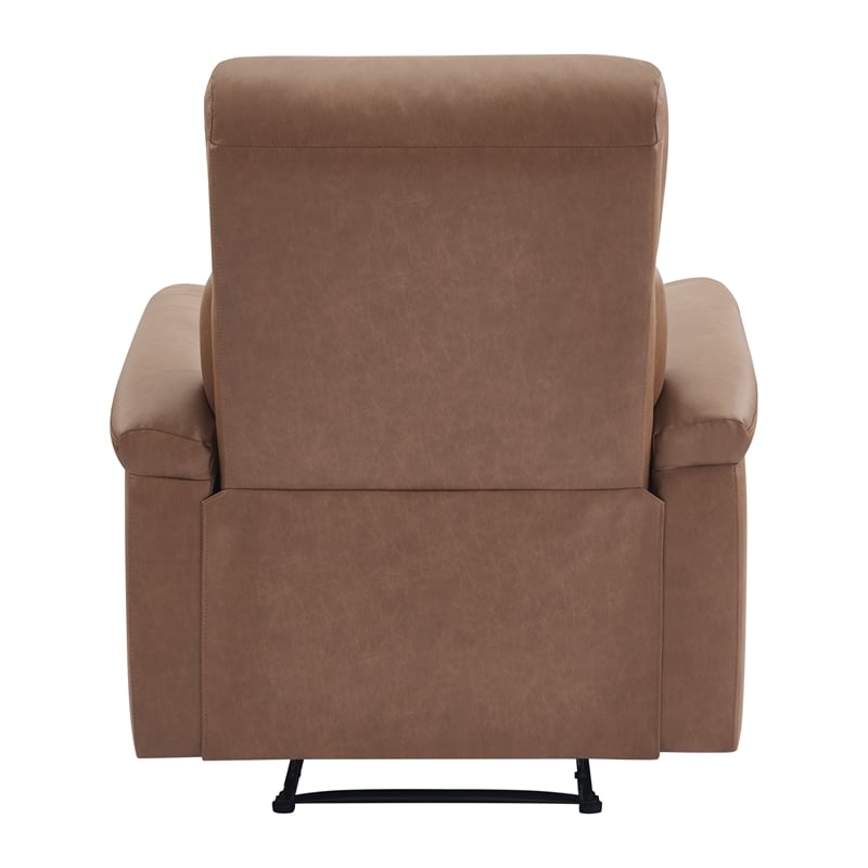 Carillo Pushback Recliner with Saddle Brown Faux Leather