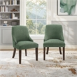 Leona Dining Chair In Green Fabric with Grey Brushed Legs - 2 Pack