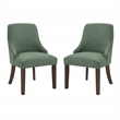 Leona Dining Chair In Green Fabric with Grey Brushed Legs - 2 Pack