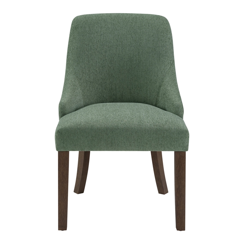 Leona Dining Chair In Green Fabric with Grey Brushed Legs - 2 Pack