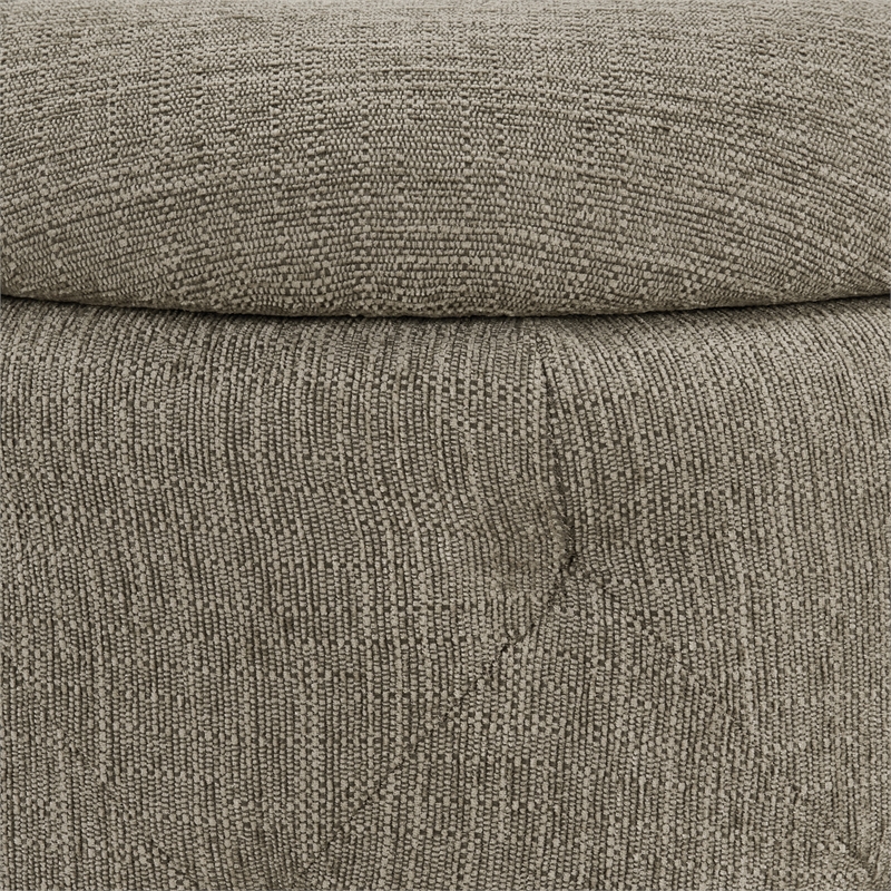 Erindale Round Storage Ottoman in Dolphin Fabric