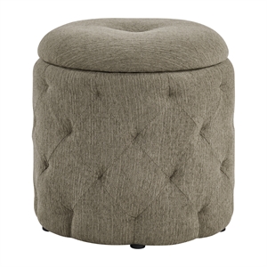 Erindale Round Storage Ottoman in Dolphin Fabric