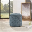 Erindale Round Storage Ottoman in Navy Fabric