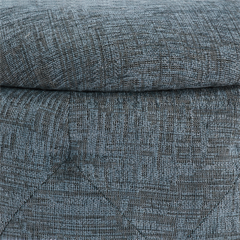 Erindale Round Storage Ottoman in Navy Fabric