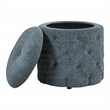 Erindale Round Storage Ottoman in Navy Fabric