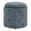 Erindale Round Storage Ottoman in Navy Fabric
