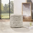 Erindale Round Storage Ottoman in Wheat Fabric