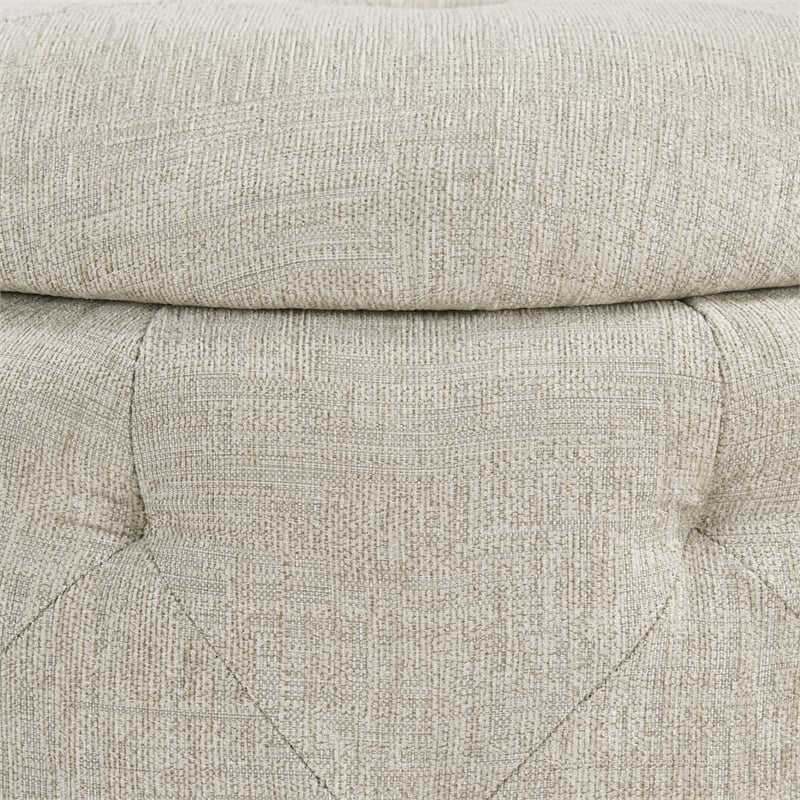 Erindale Round Storage Ottoman in Wheat Fabric