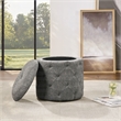Erindale Round Storage Ottoman in Charcoal Fabric