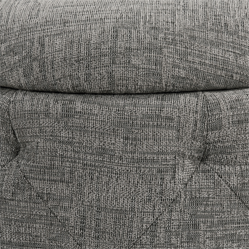 Erindale Round Storage Ottoman in Charcoal Fabric