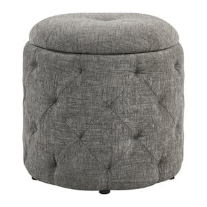 Erindale Round Storage Ottoman in Charcoal Fabric