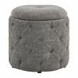 Erindale Round Storage Ottoman in Charcoal Fabric
