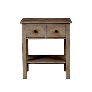 Origins by Alpine Classic Wood 2 Drawer Nightstand in Natural Gray