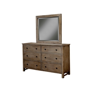 Origins by Alpine Classic Wood 6 Drawer Dresser in Natural Gray