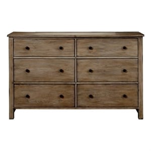Origins by Alpine Classic Wood 6 Drawer Dresser in Natural Gray