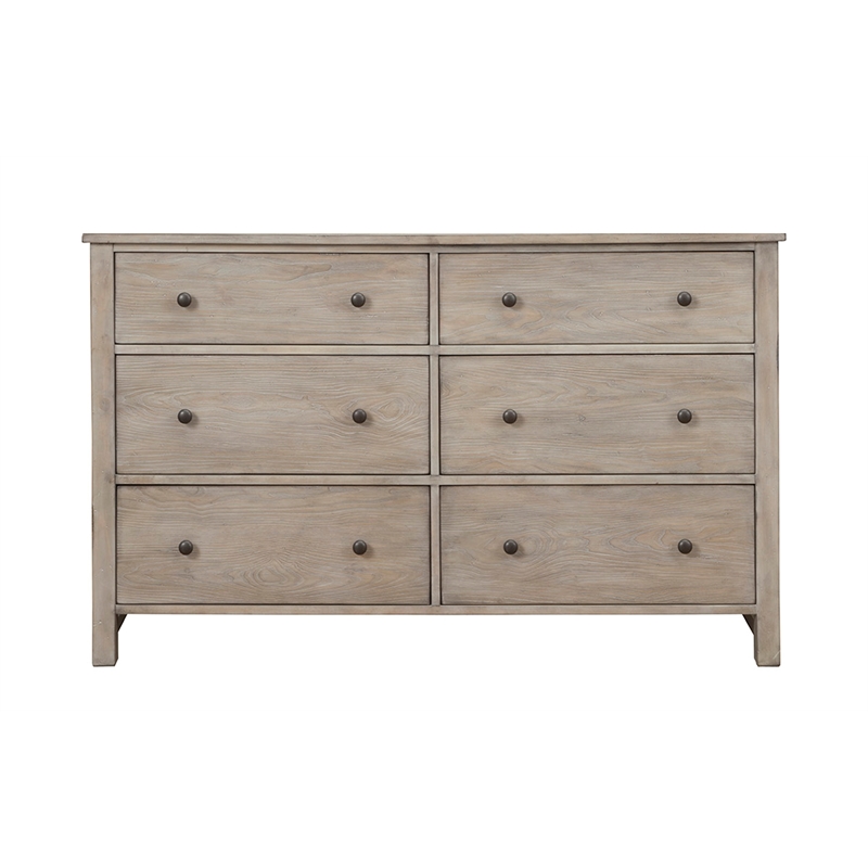 Origins by Alpine Classic Wood 6 Drawer Dresser in Natural Gray