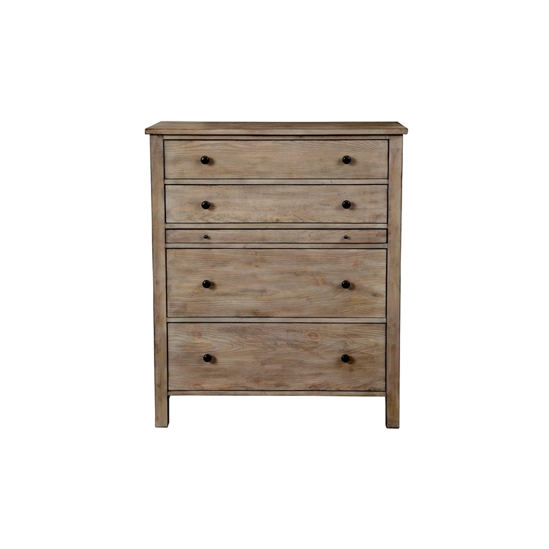 Origins by Alpine Classic Wood 4 Drawer Chest in Natural Gray