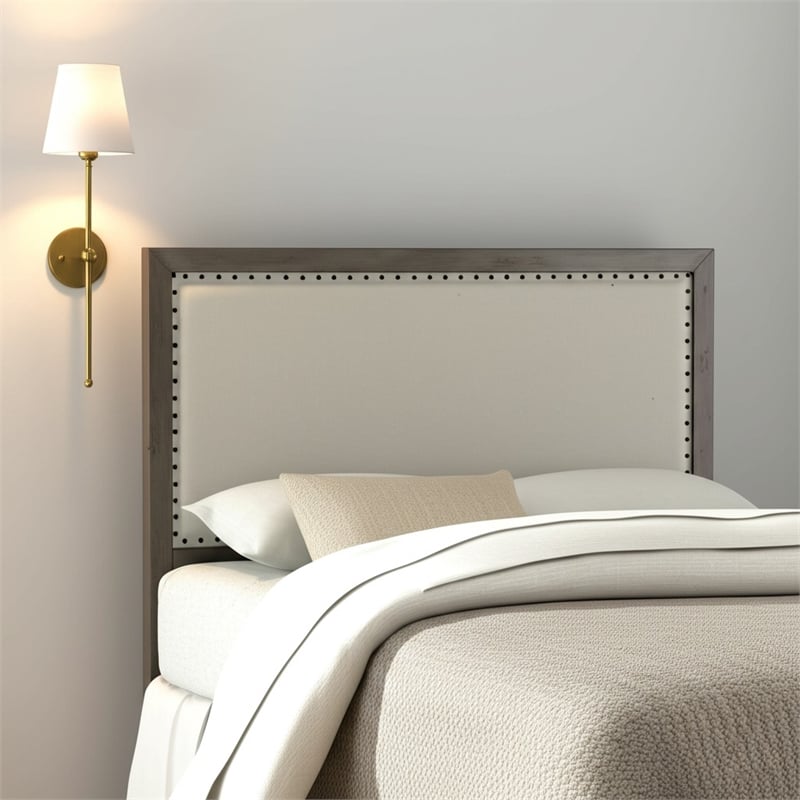 Origins by Alpine Classic Queen Wood Headboard in Natural Gray