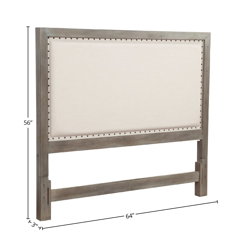 Origins by Alpine Classic Queen Wood Headboard in Natural Gray