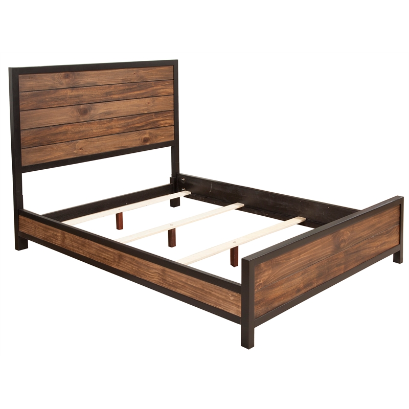 Origins by Alpine Weston California King Wood Bed in Rustic Pine