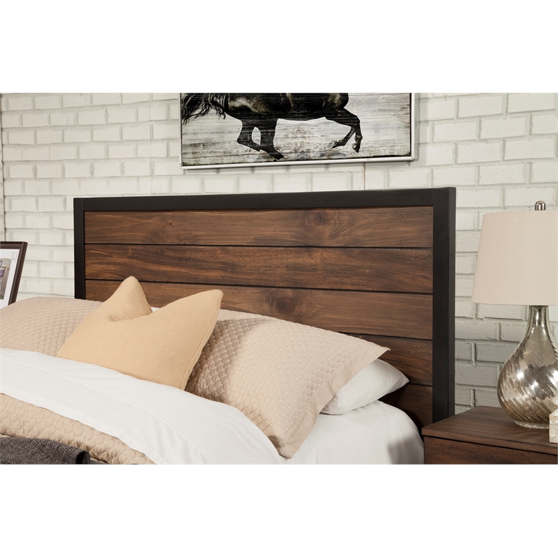 Origins by Alpine Weston Standard King Wood Bed in Rustic Pine (Brown)