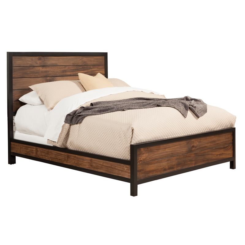 Origins by Alpine Weston Standard King Wood Bed in Rustic Pine (Brown)