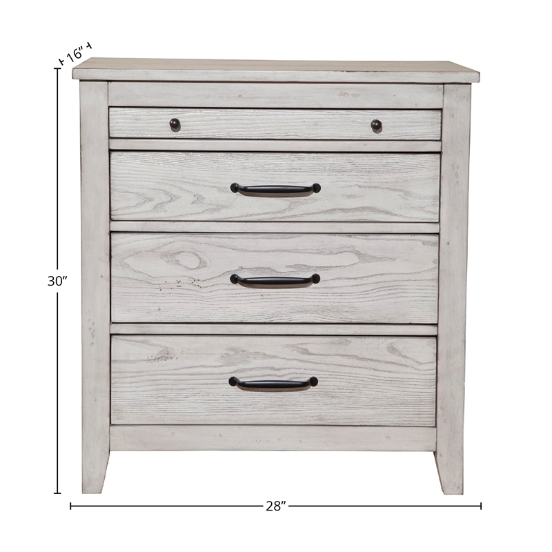 Origins by Alpine Aria Wood 3 Drawer Nightstand in Weathered Light Gray