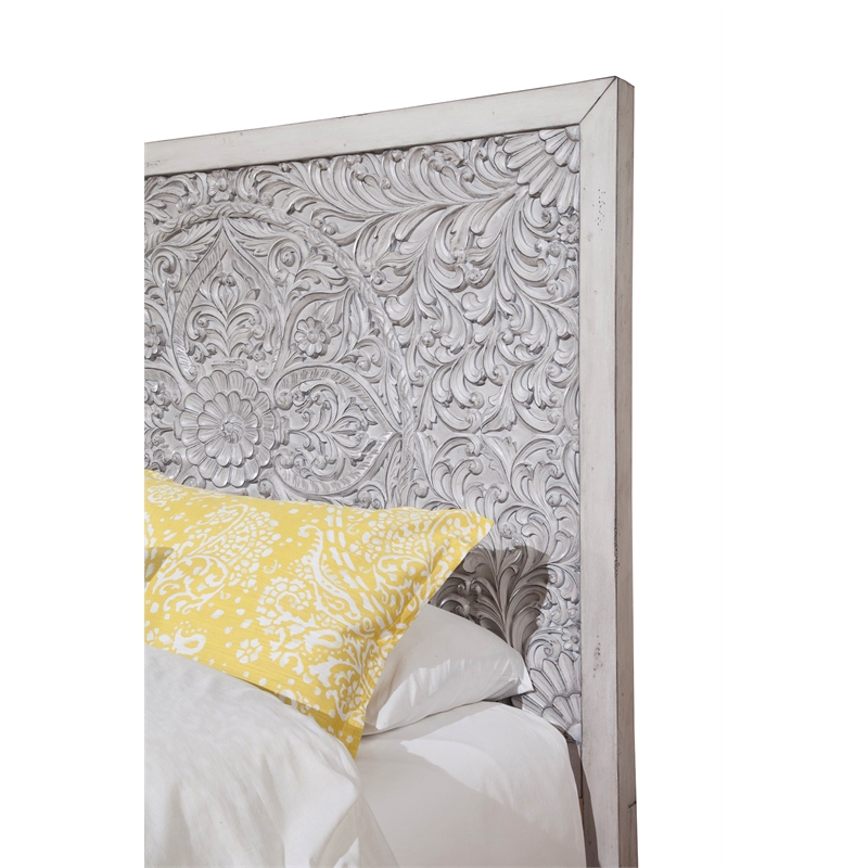 Origins by Alpine Aria Full-Queen Wood Headboard in Weathered Light Gray