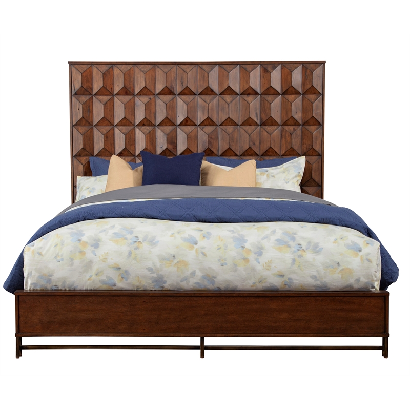 Origins by Alpine Trig Queen Wood Panel Bed in Antique Brown