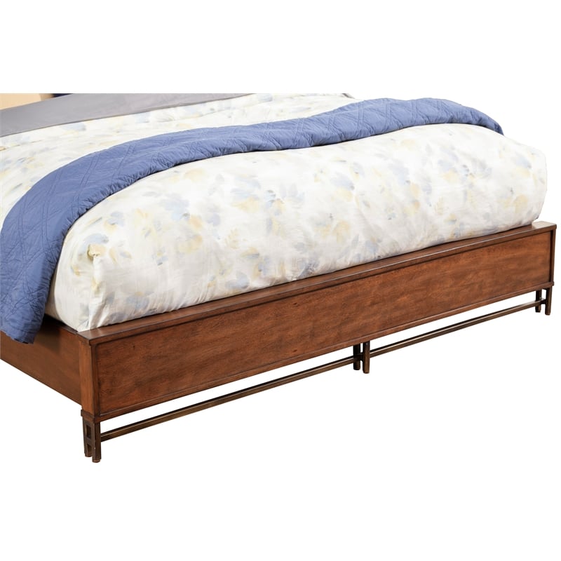 Origins by Alpine Trig Queen Wood Panel Bed in Antique Brown