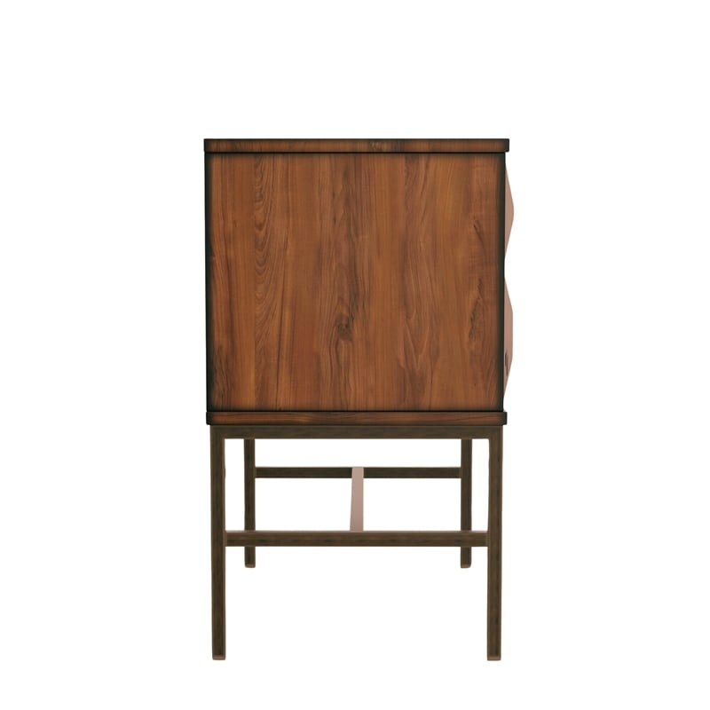 Origins by Alpine Trig Wood 2 Drawer Nightstand in Antique Brown