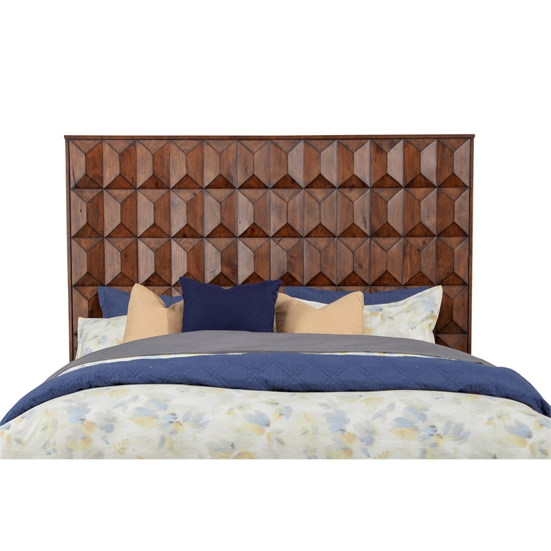 Origins by Alpine Trig California King Wood Headboard in Antique Brown