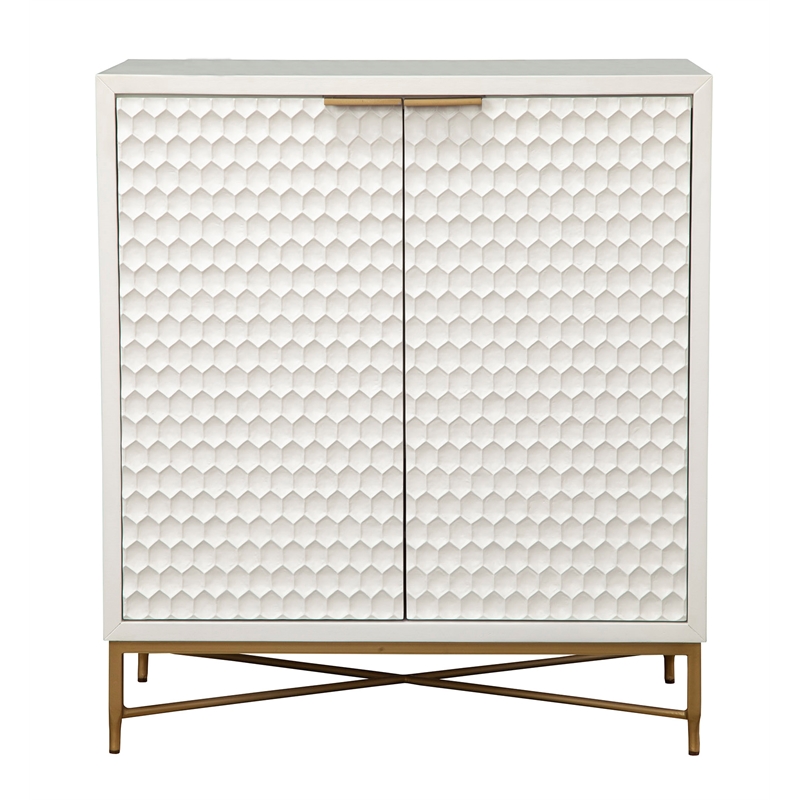 Origins by Alpine White Pearl Wood Bar Cabinet in White