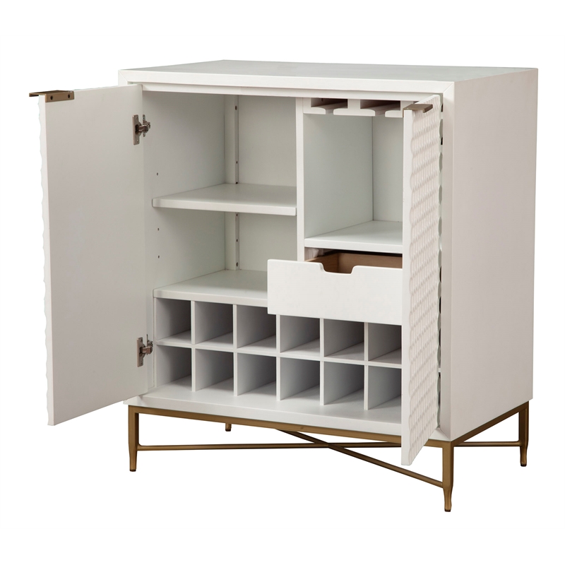 Origins by Alpine White Pearl Wood Bar Cabinet in White