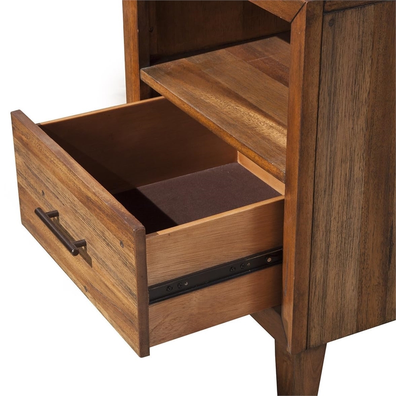 Origins by Alpine Trinidad Wood 1 Drawer Nighstand in Toffee (Brown)