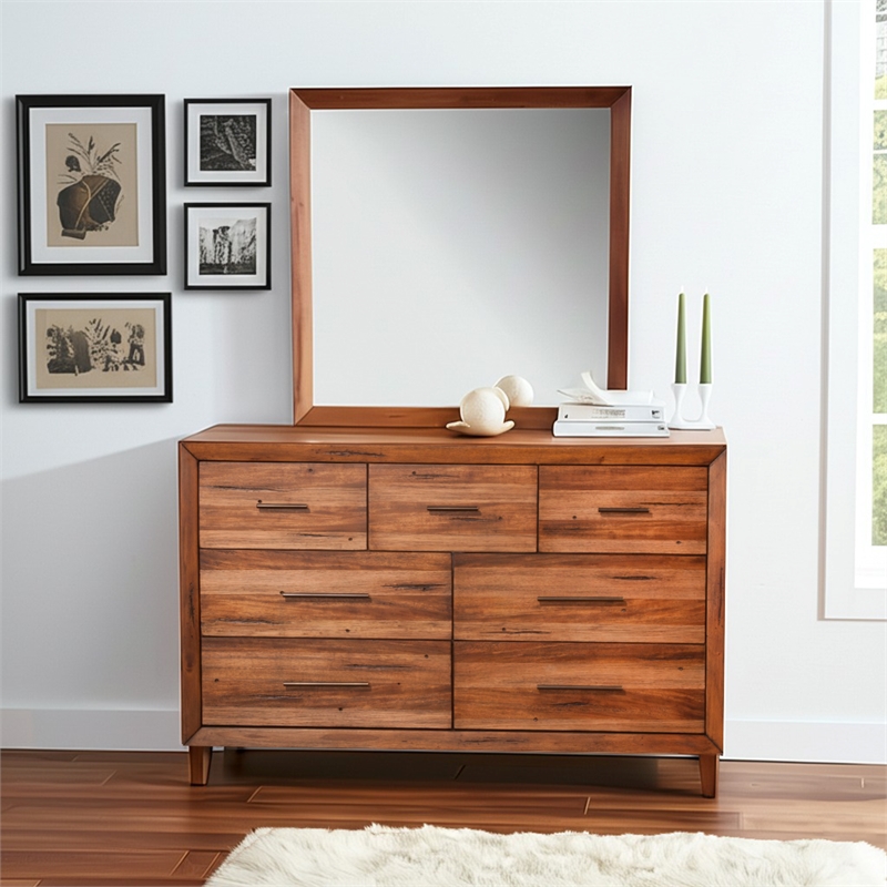 Origins by Alpine Trinidad Wood 7 Drawer Dresser in Toffee (Brown)