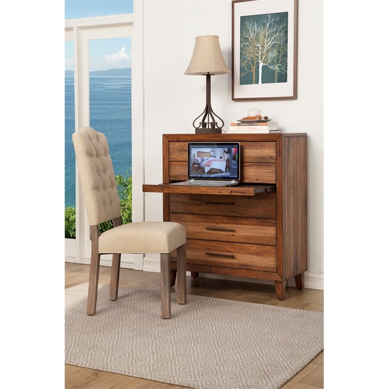 Origins by Alpine Trinidad 5 Drawer Multifunction Chest in Toffee (Brown)
